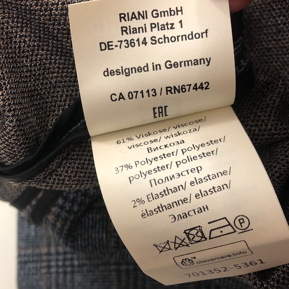 Riani 16 Plaid Blazer Grey Plaid 2 Pocket Stretchy Brand New Excellent Condition - Picture 8 of 10